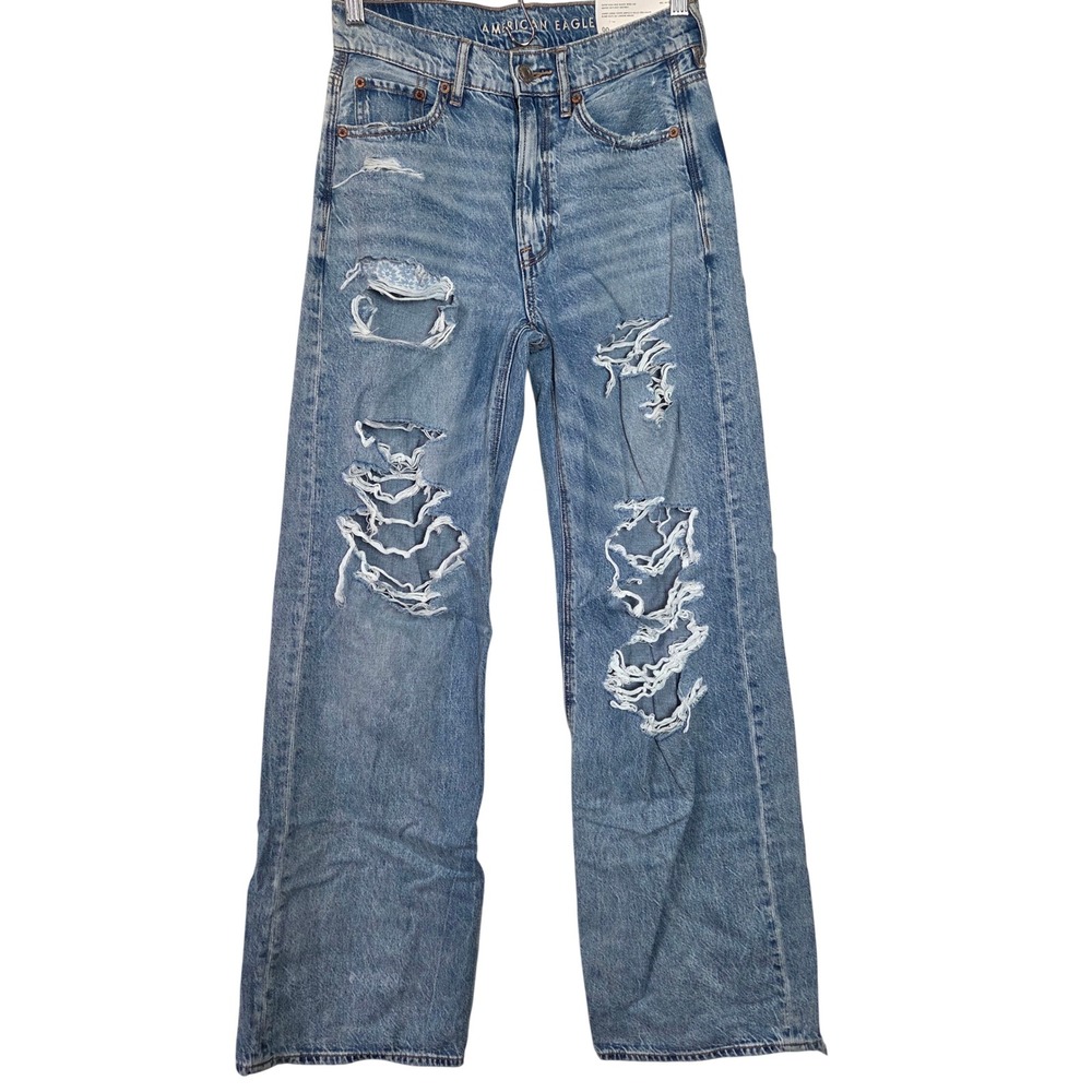 NWT American Eagle‎ Super High Rise Baggy Wide Leg Jeans 00 24W